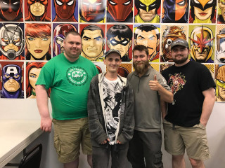 Comic masks group boys girls - a white table free wallpaper