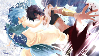 Anime characters fighting hands together - their hand together free wallpaper