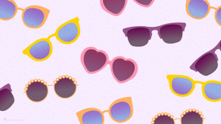 Sunglasses hearts pink background polka - heart free wallpaper