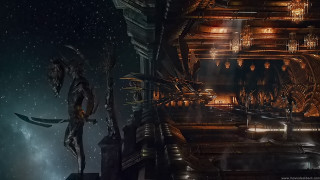 Sci fi astronaut aurora cityscape - artstation hq free wallpaper