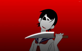 Cartoon character knife red background 2 - a cartoon character holding free wallpaper