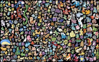 Pokemon group colorful black background - ai weiwei free wallpaper