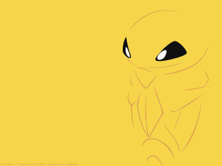 Yellow background black eyed monster - the right side free wallpaper