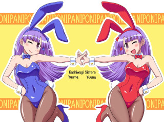 Anime girls purple hair bunny - two anime girl free wallpaper