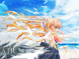 Woman long hair beach sky - kyoto animation free wallpaper