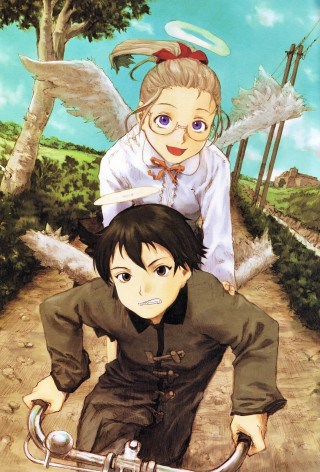Anime couple bike dirt road - magical realism free wallpaper for mobile