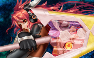 Girl headphones sword space redhair - a large object free wallpaper