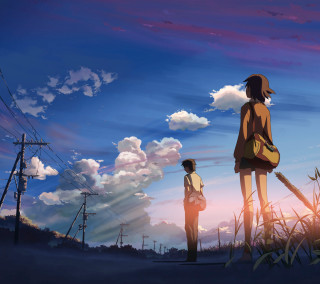 Couple people field cloudy sky 2 - power free wallpaper