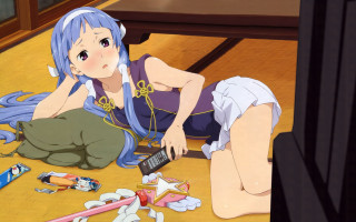 Woman laying floor remote control 3 - a remote control free wallpaper