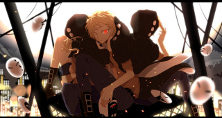 Man woman forest city glowing - a man and woman free wallpaper for desktop