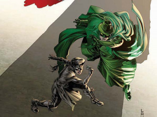 Comic battle woman man green - a red cloak free wallpaper for desktop