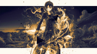 Woman sword fire sky clouds - a fire background free wallpaper for desktop