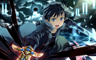 Anime character sword cloudy sky - a manga drawing free wallpaper for desktop