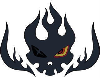 Black demon red eyes yellow - skull free wallpaper