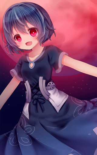 Girl dress red eyes cat - moon free wallpaper for mobile