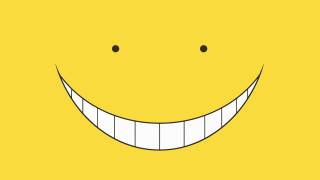Yellow background smiling face drawn - side and the words free wallpaper