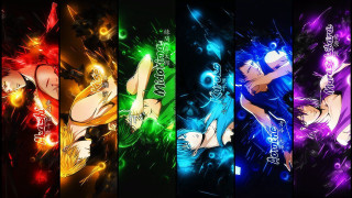 Anime characters colored lights black - a white outline free wallpaper