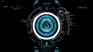 Futuristic clock blue light numbers - free neon wallpaper for desktop