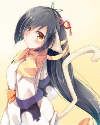 Woman cat ears black hair - a red ribbon free wallpaper for mobile