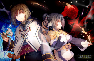 Anime characters dark background stars - a red flower free wallpaper