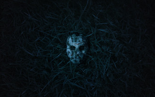 Mask laying grass dark night - free aesthetic wallpaper for desktop