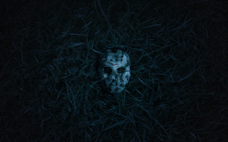 Mask laying grass dark night 2 - a white mask free wallpaper