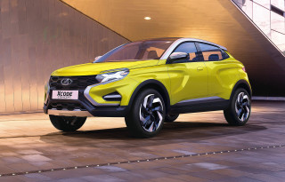 Yellow suv parked building light - concept design free wallpaper