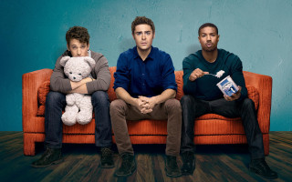 Three men couch teddy bear - a book free wallpaper