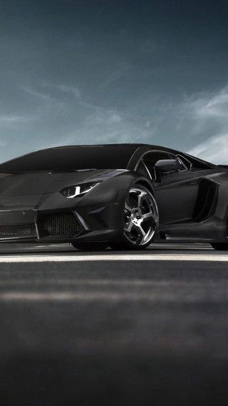 Black sports car cloudy sky 10 - a black sports car free wallpaper for mobile