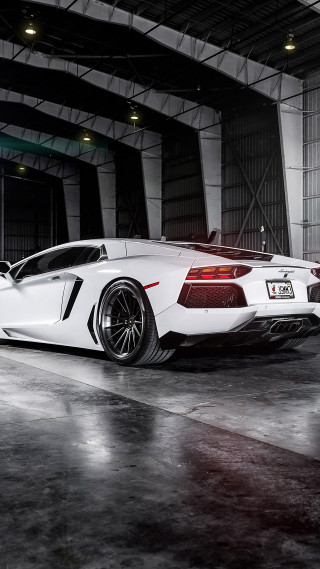 White sports car garage black 3 - a black floor free wallpaper for mobile