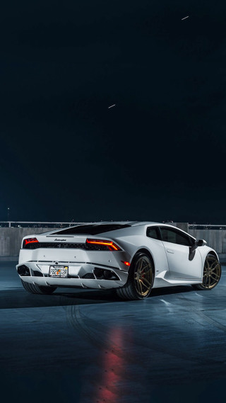 White sports car full moon - free cars wallpaper for mobile
