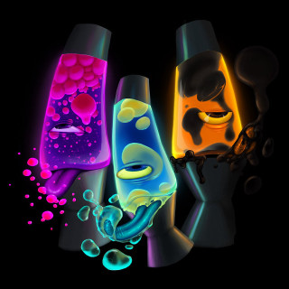 Three colored objects dark room - game art free wallpaper