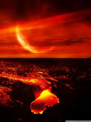 Red sky crescent moon red - a red sky free wallpaper for mobile