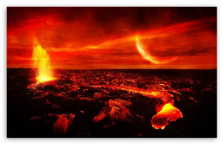 Red sky fire lava bright - orange sky free wallpaper