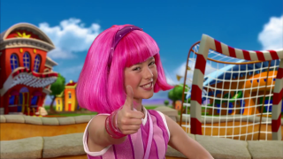 Cartoon girl pinkhair thumbs up - a thumb free wallpaper