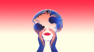 Woman hands face globe red - tristan eaton free wallpaper for desktop
