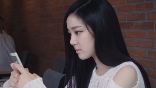 Girl cellphone table brick wall - a brick wall behind her free wallpaper