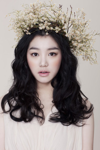 Woman long black hair flower - choi buk free wallpaper for mobile