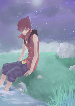 Person sitting rock grass sky - above them free wallpaper for mobile