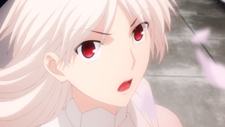 Woman red eyes white shirt - ufotable free wallpaper for desktop