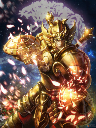 Golden armor sword fire character - a character free wallpaper