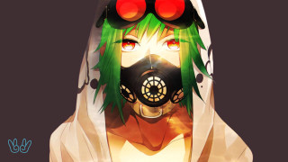 Woman green hair gas mask - green hair free wallpaper for desktop