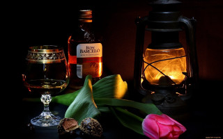 Wine vase flowers candle glass - romantic free wallpaper