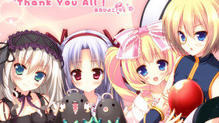 Anime girls balloons pink background - you free wallpaper for desktop