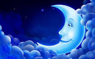 Cartoon moon smiling face clouds 5 - a smiling face free wallpaper
