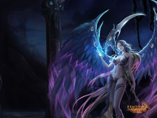 Woman wings sword demon darkroom - league of legends concept art free wallpaper