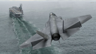 Jet flying large ship ocean - a jet free wallpaper