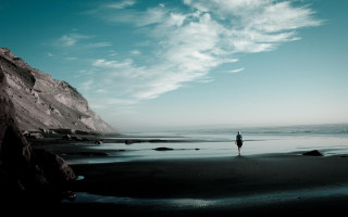 Beach cliff water sky clouds 2 - cinematic photography free wallpaper