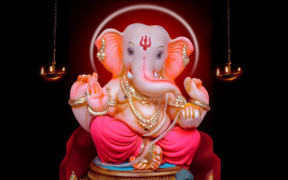 Ganesha statue red background black 2 - figurine free wallpaper