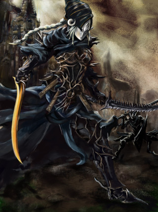 Man costume sword giant lizard - dark fantasy art free wallpaper for mobile